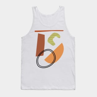 Warm Toned Boho Abstract Shapes line Art Design Tank Top